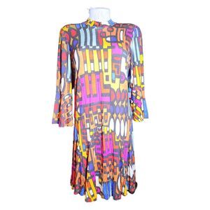 Uncle Frank Anthro Multicolored Geometric Print Bell Sleeve Mini‎ Dress Size S